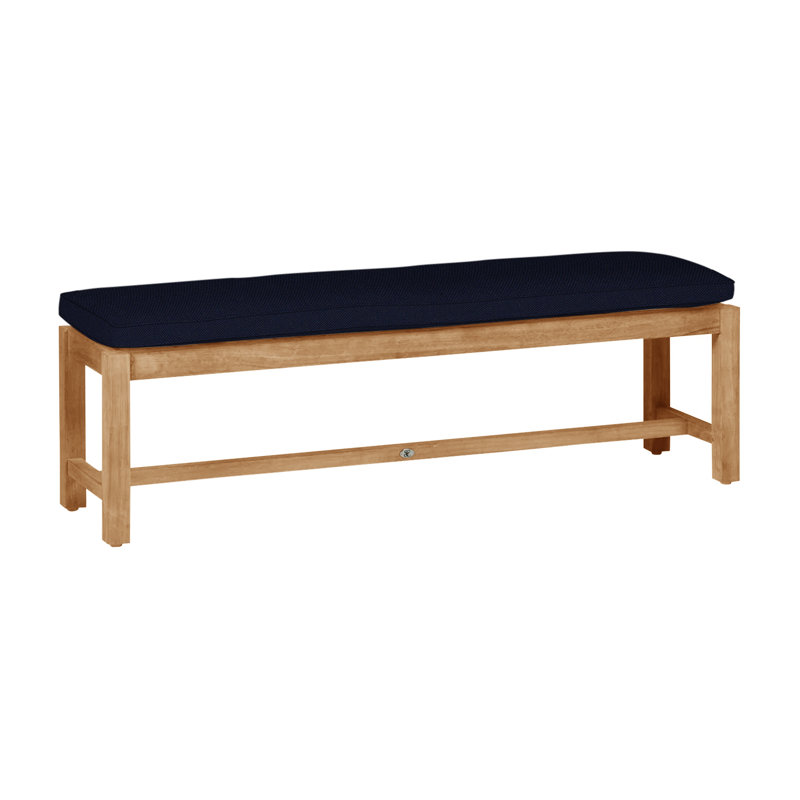 Banc sans dossier Club Teak - Teck naturel, Welt, Lin marine, Teck naturel