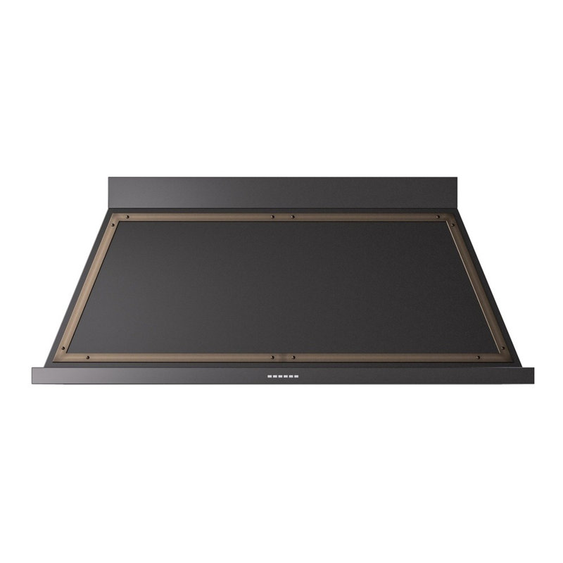 ILVE Nostalgie II Series 60 in. Wall Mount Range Hood with 850 CFM Airflow (Glossy Black), Glossy Black/Bronze