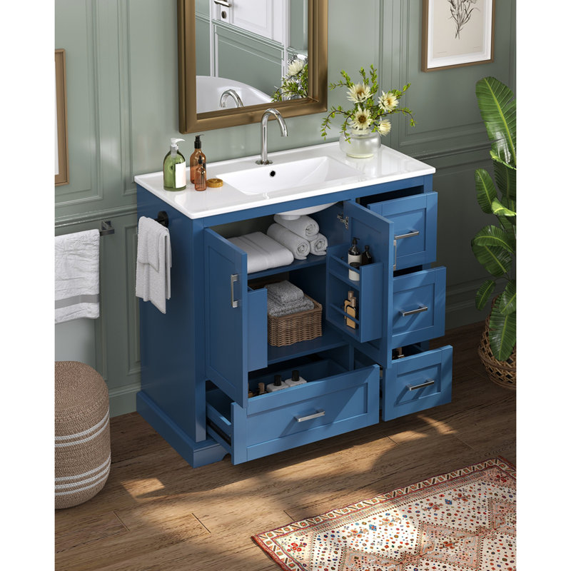 Meuble-lavabo de salle de bain avec lavabo en céramique