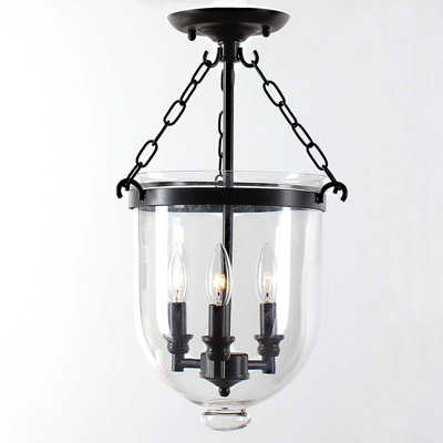 Lytell 12.4" 3-Light Semi-Flush Mount Ceiling Light