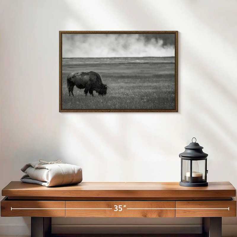 Parc national de Yellowstone, 19 po x 13 po, Cadre flottant en noyer