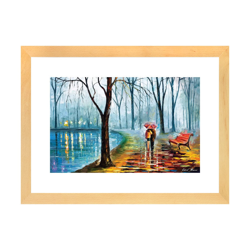 «Inside the Rain» par Leonid Afremov - reproduction d'art encadrée, H 24 po x l 32 po x P 1 po, Papier encadré naturel