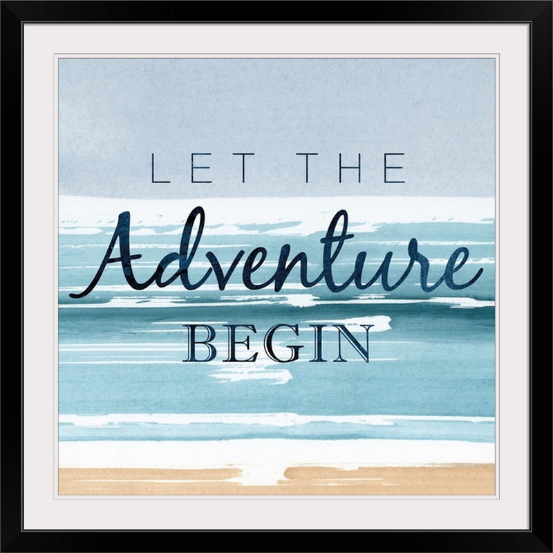 «Let the Adventure Commencer», art textuel Byler, H 28 x l 28 po x P 1 po, Cadre noir