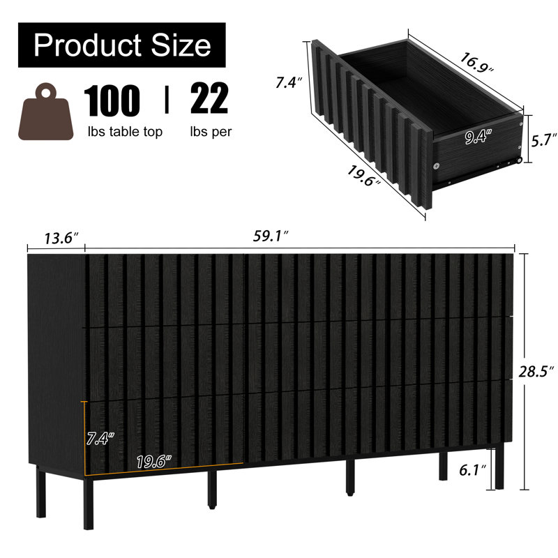 Sevyn 59.1'' W 9 - Drawer Dresser