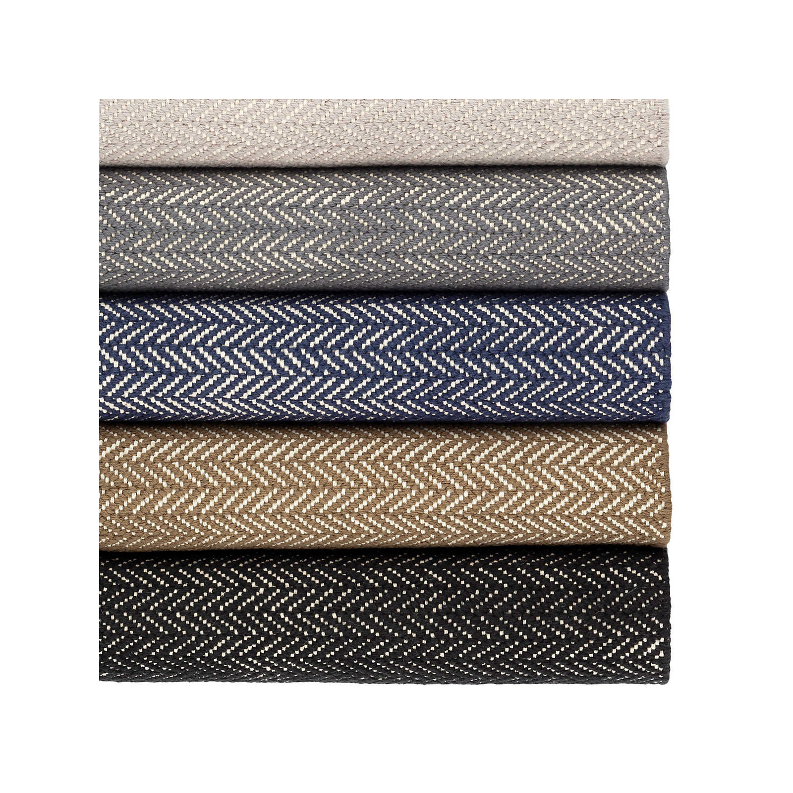 Herringbone Black Handwoven Cotton Rug, Rectangle 3' x 5'