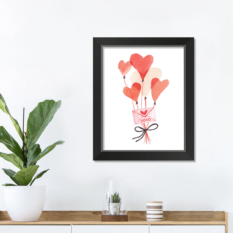 «Valentines Balloon Note», reproduction encadrée, H 14 po x l 11 po x P 1 po
