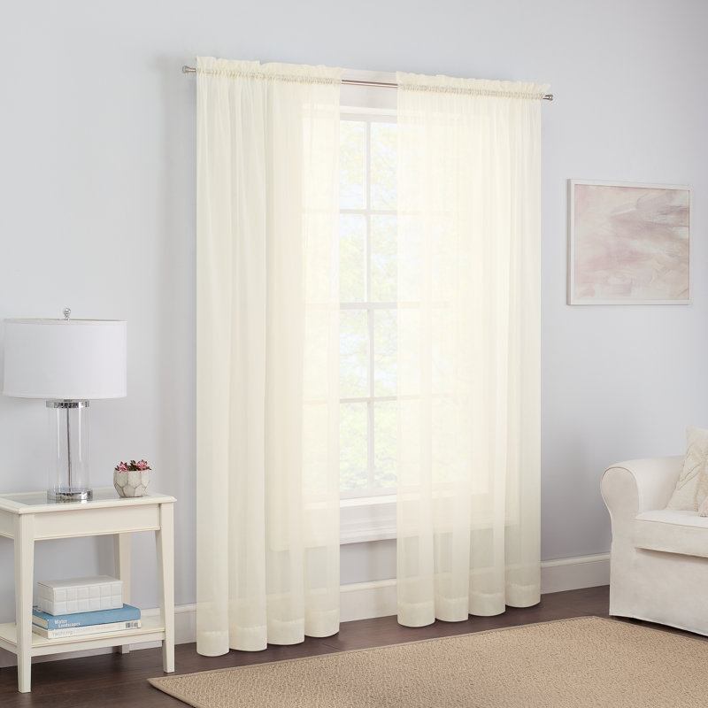 Kober Sheer Curtain Panel Pair, Ivory, 59"W x 95"L