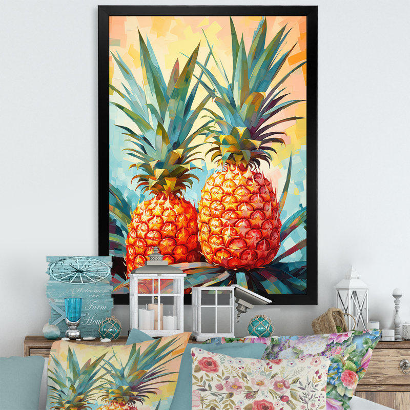 Sérénade ensoleillée à l'ananas, Cadre photo noir, H 40 po x l 30 po x P 1,5 po