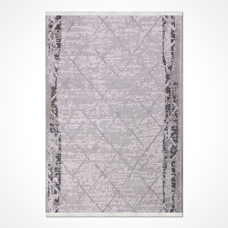 Tapis gris moderne lavable à la machine, Rectangle 2 pi 8 po x 5 pi
