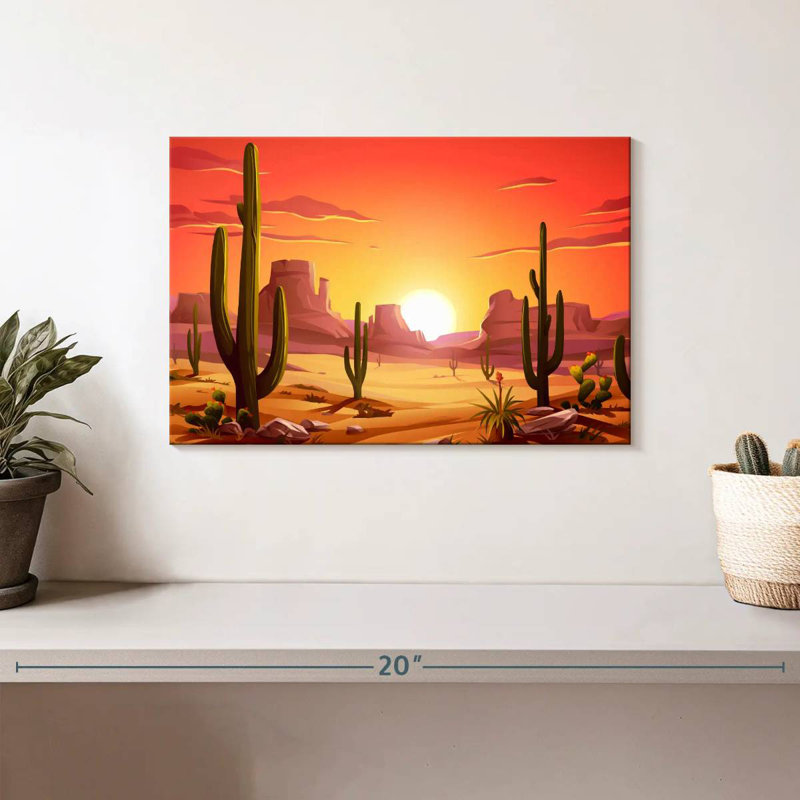 Alvord, désert de cactus, coucher de soleil, H 8 po x l 12 po