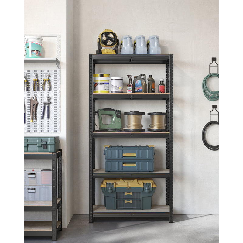 90cm W Steel Shelving Unit, Greige/Black