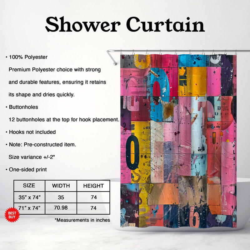 Flashy Mix - Rideau de douche Premium, H 74 po x l 71 po