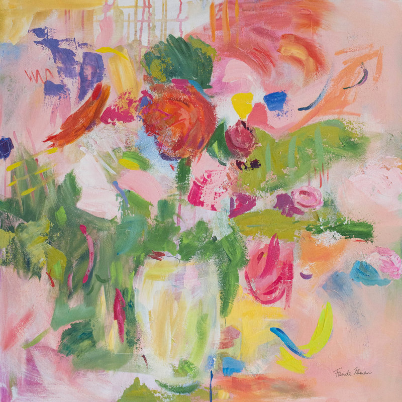 Pink Impressionism by Farida Zaman - Wrapped Canvas Painting, 30cm H x 30cm W