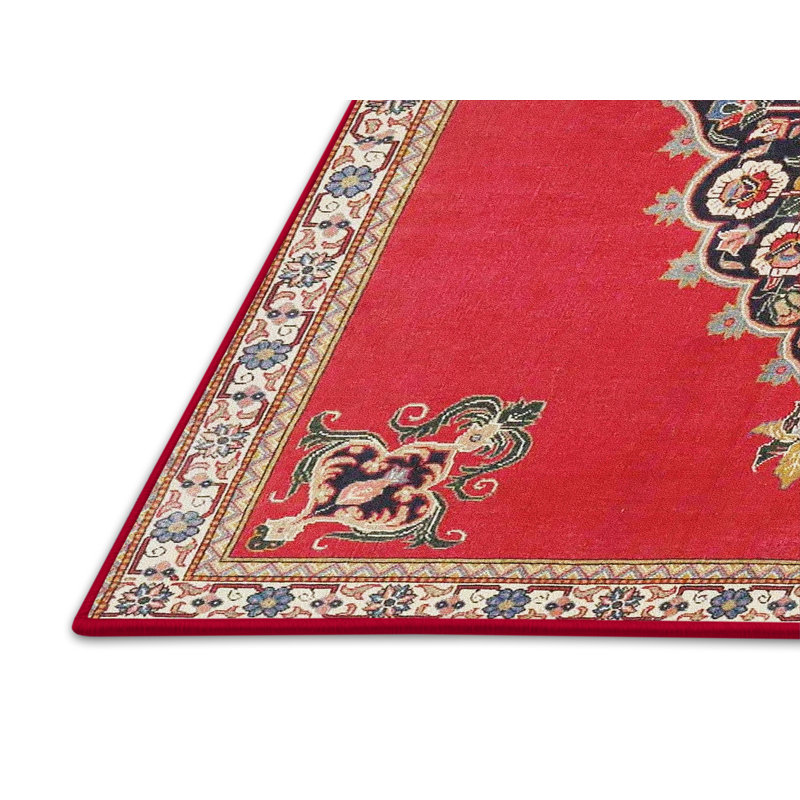 Tapis à motif oriental rouge / noir, Rectangle 5 pi x 7 pi
