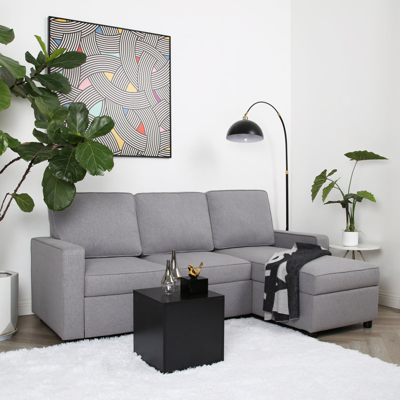 Razzak 3 Seater Linen Sofa Bed, Light Grey