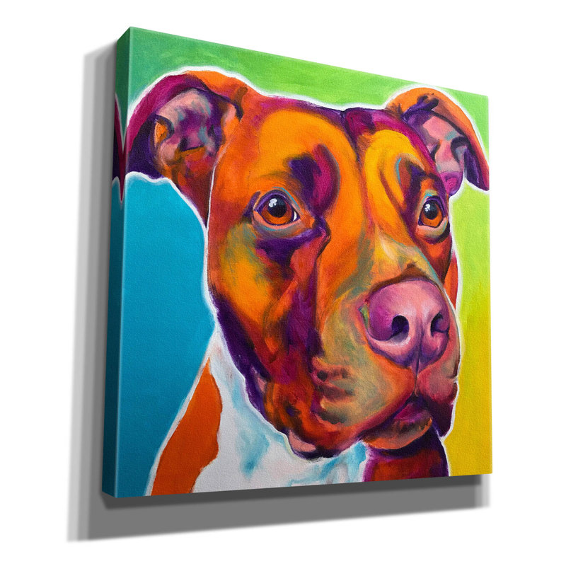 «Pit Bull - Red» par Dawg Painter, H 37 po x l 37 po x P 1,5 po