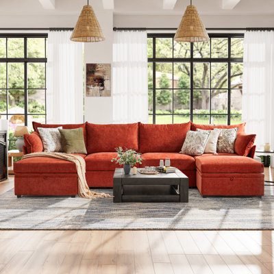 Merchelle Petal Sofa Reversible Modern Modular Sectional Sofa with Storage Ottoman – Premium Fabric