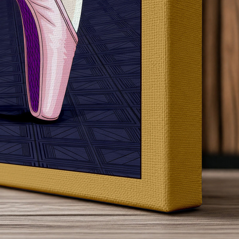 Ballet Pointe Shoes Modern - Wrapped Canvas, 36x24 - 91.4 x 61.0 cm, Ochre Border