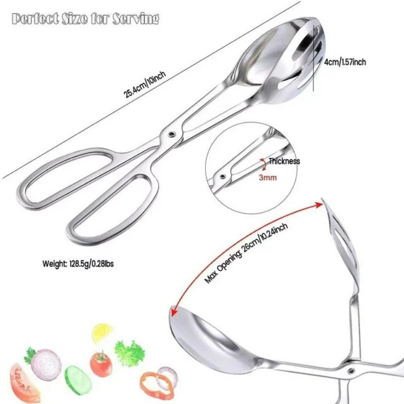 Paquet de 2 pinces de service en acier inoxydable pour salade, gâteau, pain