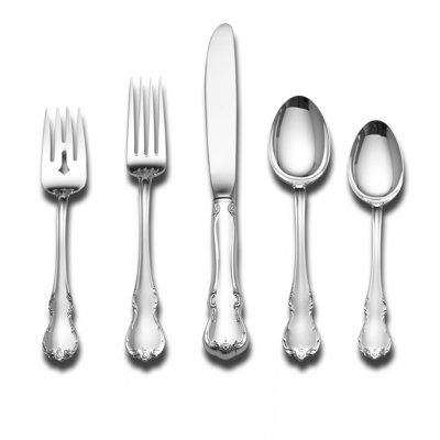 Towle Silversmiths Sterling Silver French Provincial 46 Piece Flatware Set, Service for 8