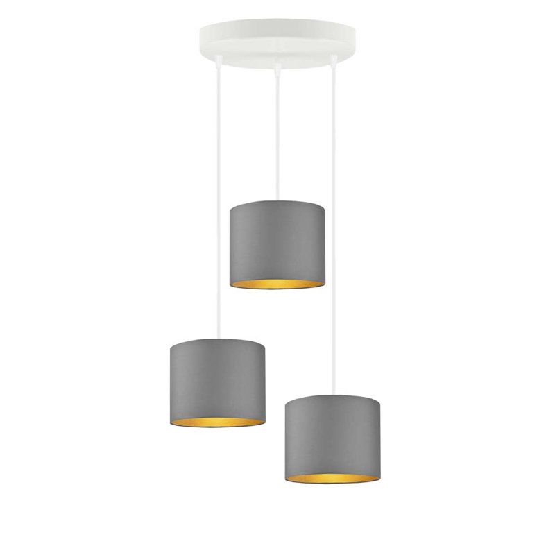 Ilana 3 - Light Drum Pendant, White, Grey