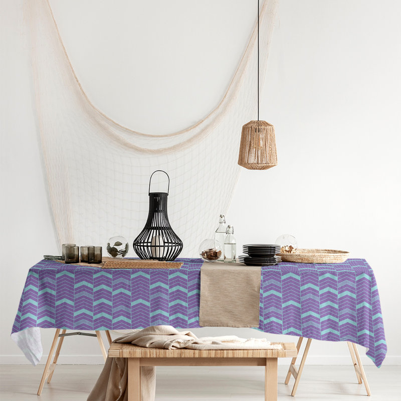 Nappe à chevrons à traits Stephenie, Mauve / bleu sarcelle