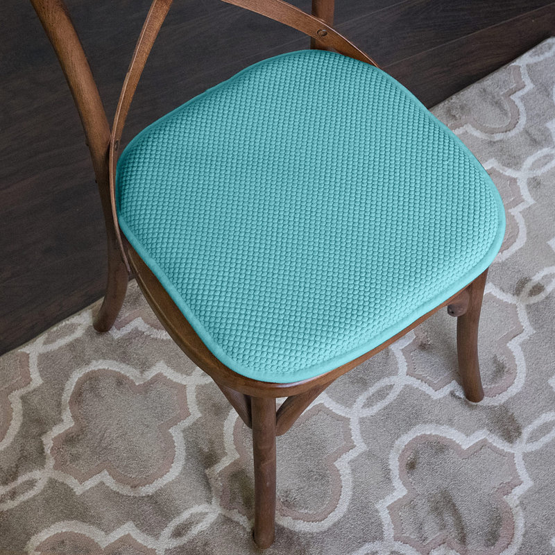 Honeycomb Non-Slip Indoor Chair Cushions, Teal, 2-Pack