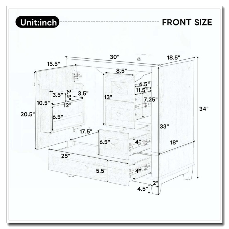 30" Bathroom Vanity with Sink, Wood