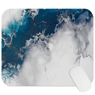 Abstract Blue Crystal Geode Crystals Geode Modern Marble Agate Gaming Cute Office Laptop Desk Pad Gift Mat Square Rectangle Non-Slip Mousepad