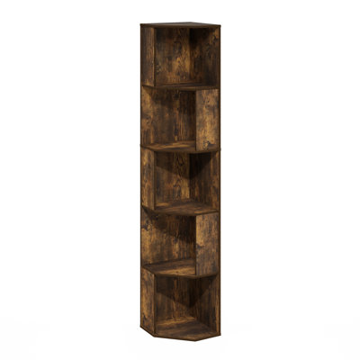 Sharee 5-Tier Freestanding Corner Shelf Bookcase, Bookshelf,