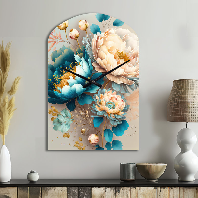 Banarji - Arch Shape Large Blue Wall Clock - Unique Shape, Medium