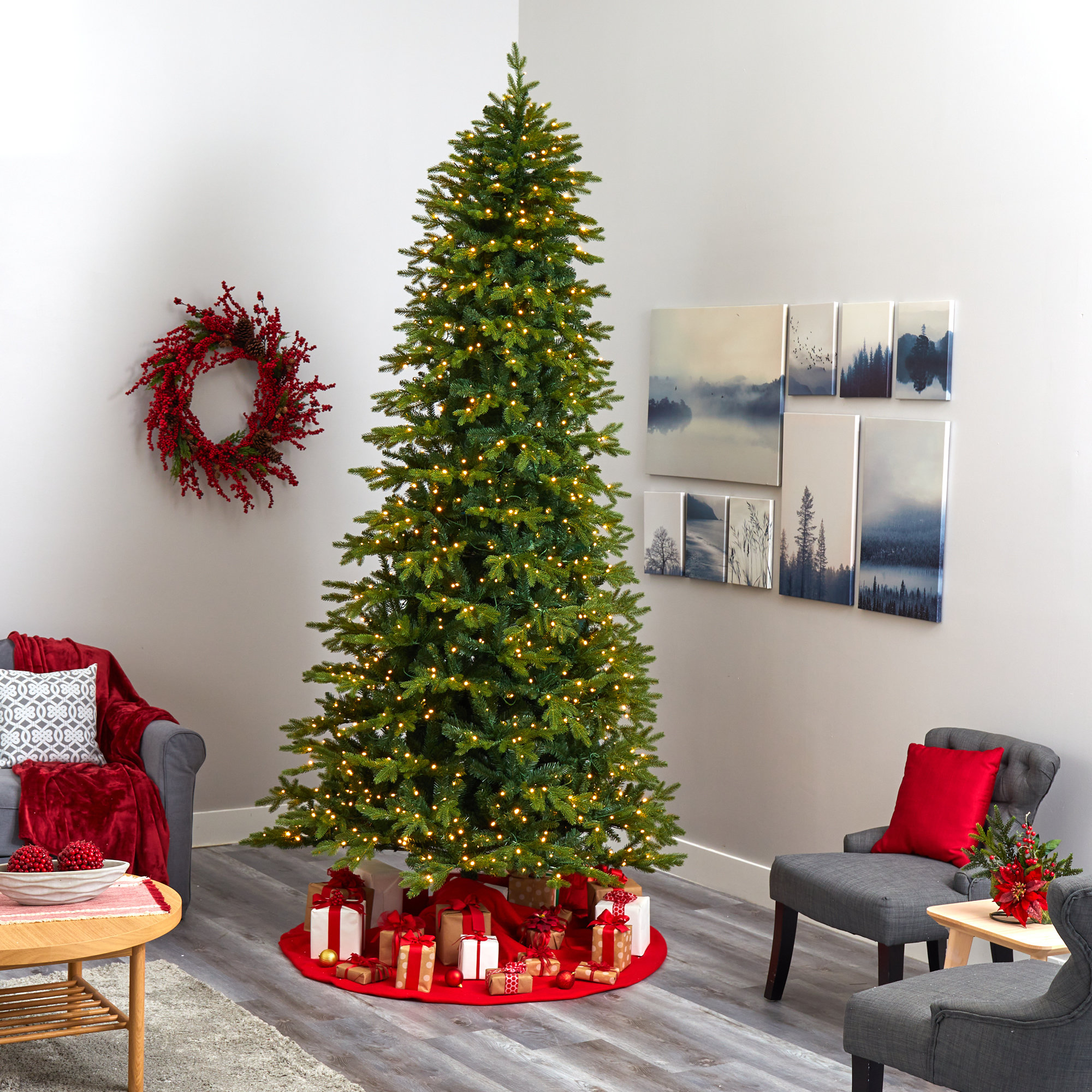 Lighted Artificial Fir Christmas Tree, 10' H