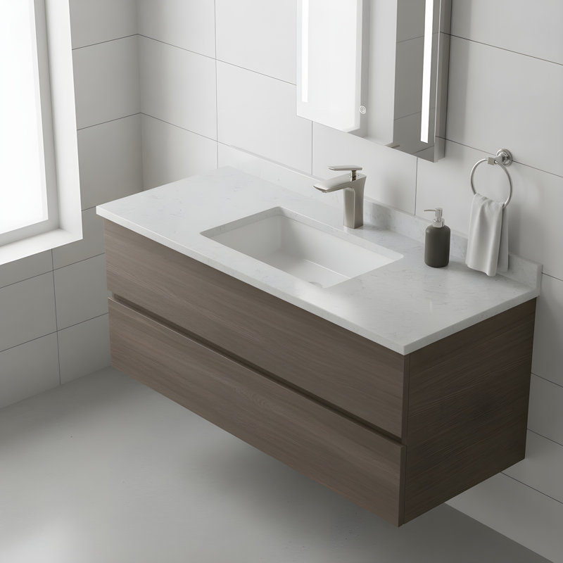 Robinet de lavabo à poignée simple à finition nickel brossé