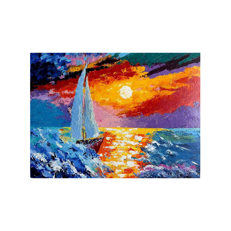 Bord de mer - magnifique coucher de soleil | Mélange de clous en acrylique | Par Sambedna