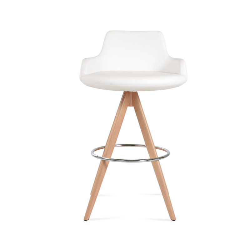 Tabouret de derviche, Naturel, Blanc, Tabouret de bar (siège d'une hauteur de 29,5 po)