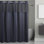 Rideau de douche gaufré sans crochet, rideau de douche 3-en-1 avec rideau de douche en tissu, anneaux flexibles et doublure en tissu, l 71 po x L 74 po, bleu marine