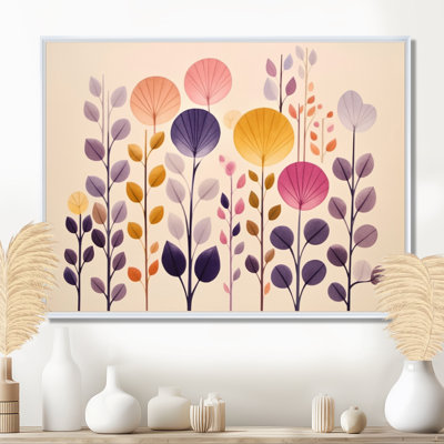 Floral Landscape Vintage Yellow Purple - Botanicals Wall Art Decor
