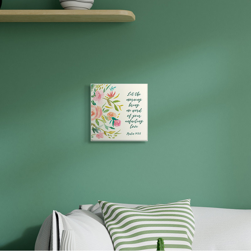 " Psalm 143:8 Proverbs Charming Pink Florals " by Studo W, Wood, 12" H x 12" W