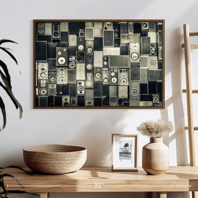 Haut-parleurs monochromes sépulvéda, 25 po x 17 po, Cadre flottant noyer