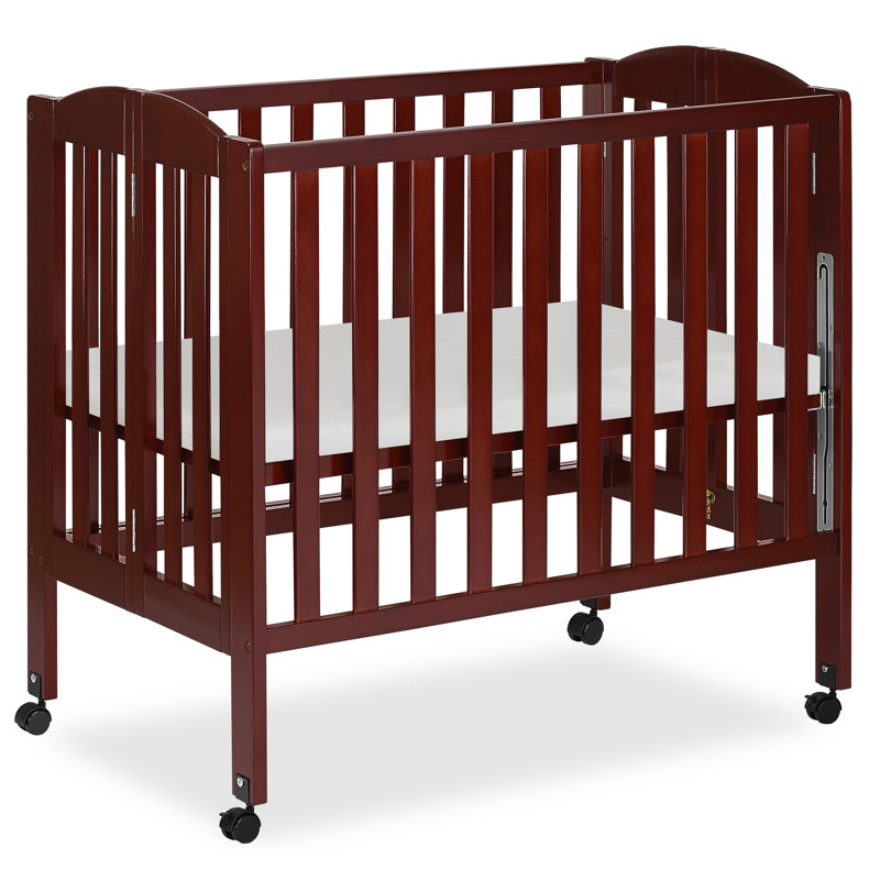 Cherry Pine 3-in-1 Portable Folding Crib with Locking Wheels