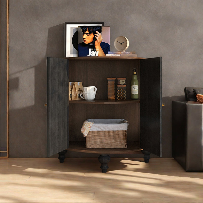 Armoire d'appoint demi-cercle en bois massif