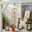 Carillons décoratifs en forme de cœur pour la cour extérieure - carillon de jardin suspendu abstrait avec cloche pour art de patio - 39 po, or et bleu