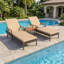 Ensemble 3 pièces de chaises longues d'extérieur résistantes aux intempéries pour la détente au bord de la piscine