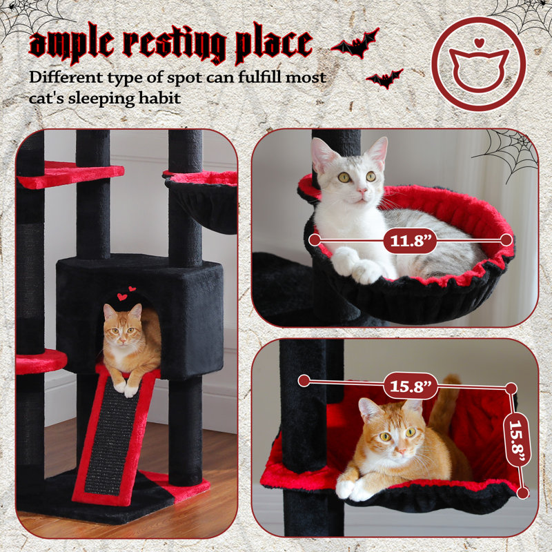 90.5''-1 00.4'' Height Floor To Ceiling Black Cat Tree