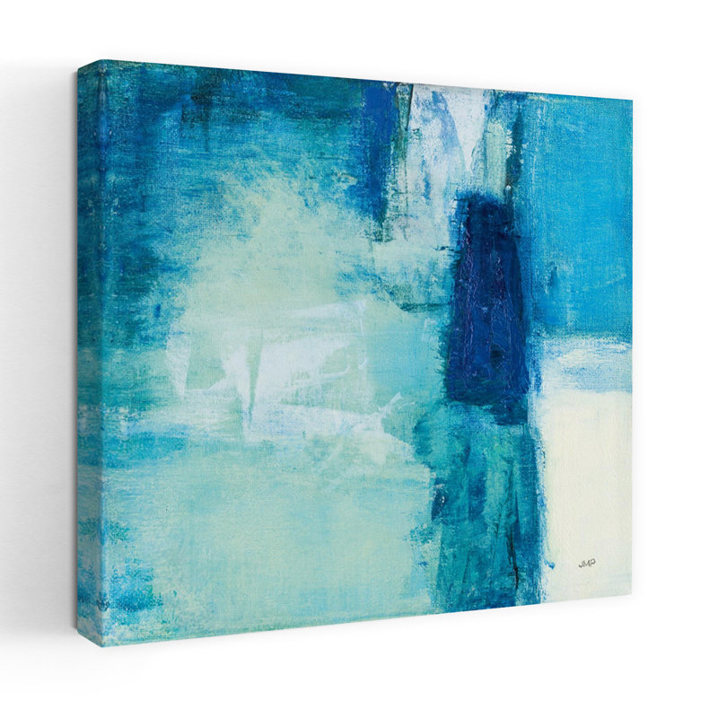 Coastal Rhapsody II avec art abstrait aqua, H 18 po x l 18 po
