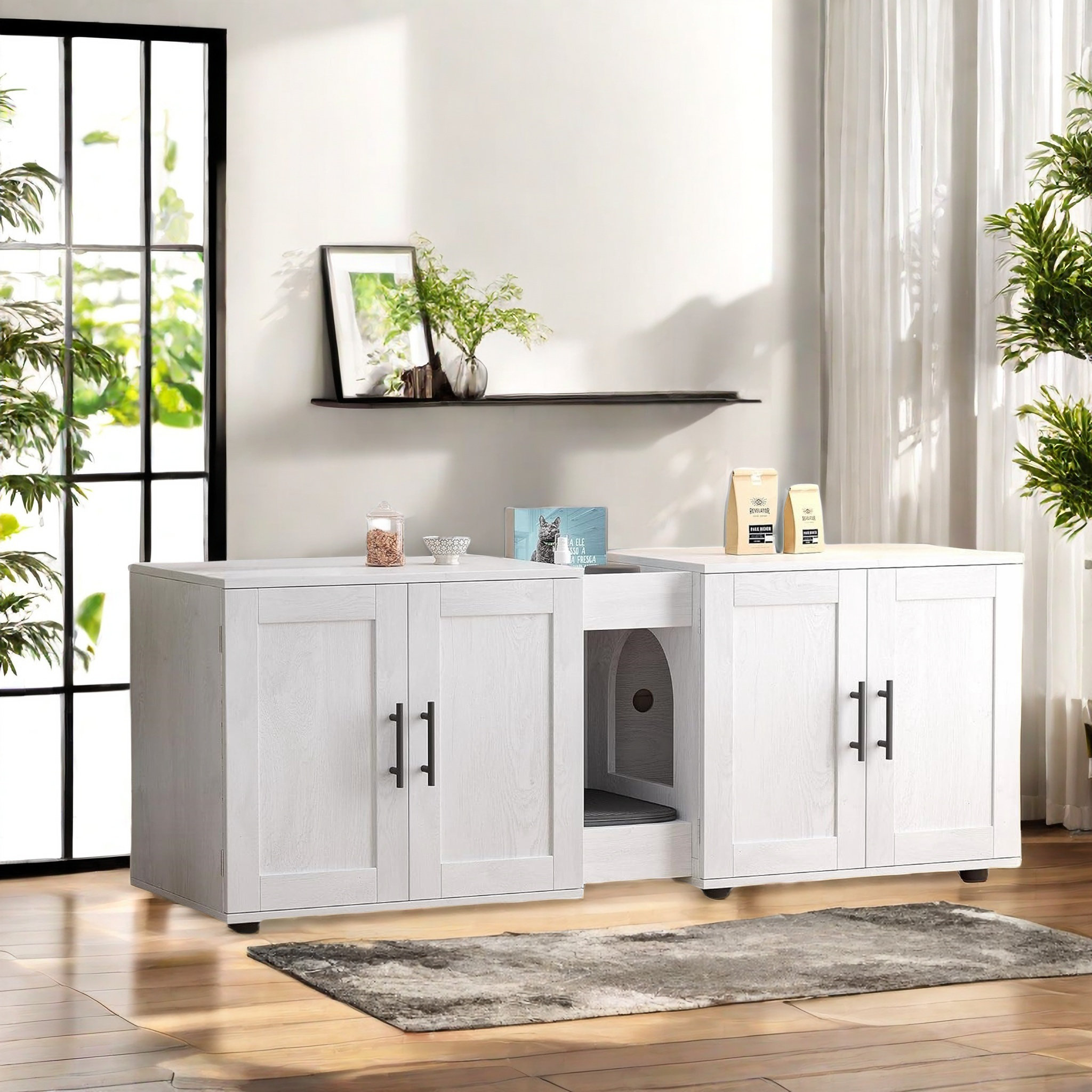 Lark Manor™ Cat Litter Box Enclosure With Double Cage, Cat House, Hidden Litter Box Enclosure Furniture | Wayfair