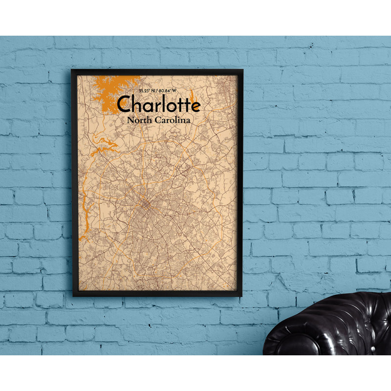 Charlotte City Map - No Frame Print, 97.6 cm H x 50 cm W