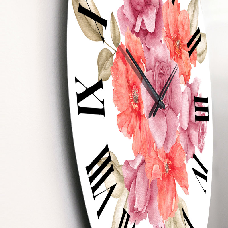 Bouquet d'automne de fleurs et de feuilles d'automne I - Horloge murale traditionnelle, Grand
