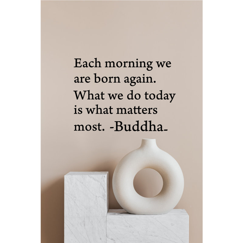 Chaque matin, nous sommes nés de nouveau, citation de Bouddha, art mural en vinyle - décalcomanie inspirante amovible pour la maison, le studio de yoga et l'espace zen