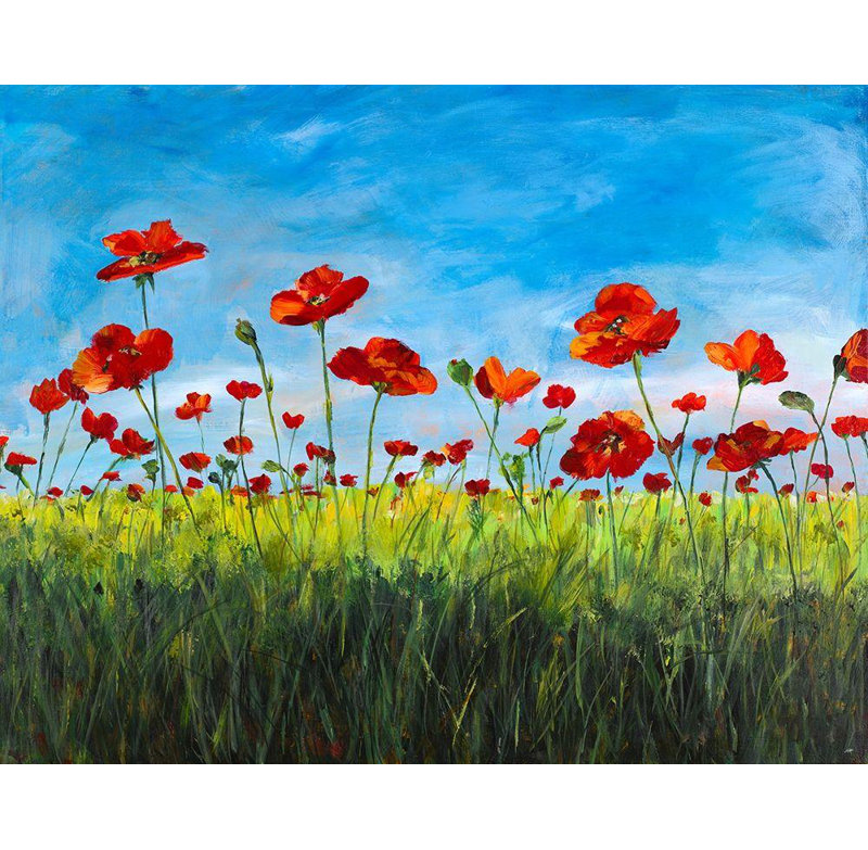 Toile tendue avec châssis Red Barrel Studio® DeRice, Julie, Wild Poppies, H 28 po x l 35 po